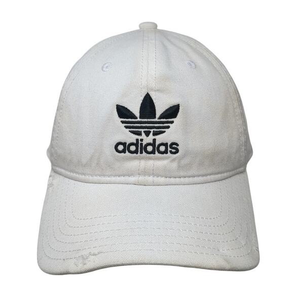 Adidas Slideback Baseball Cap White One Size Adjustable Embroidered Vented Holes - Picture 1 of 9
